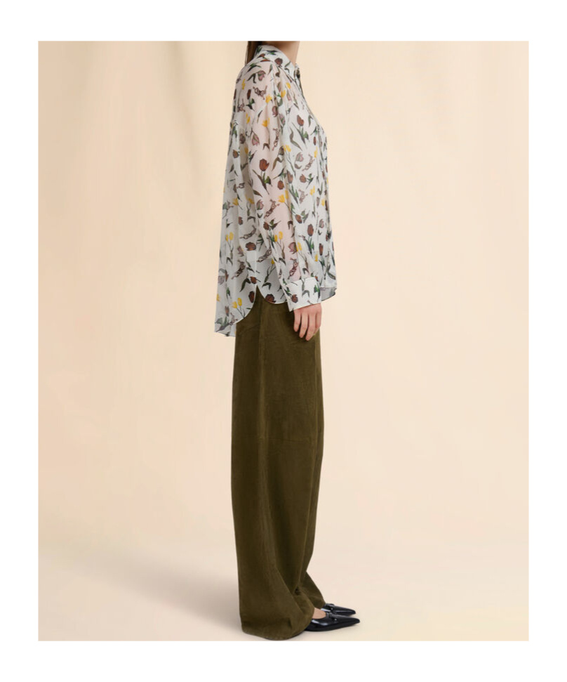 Shop Marni Deep Green Suede Twisted Trousers