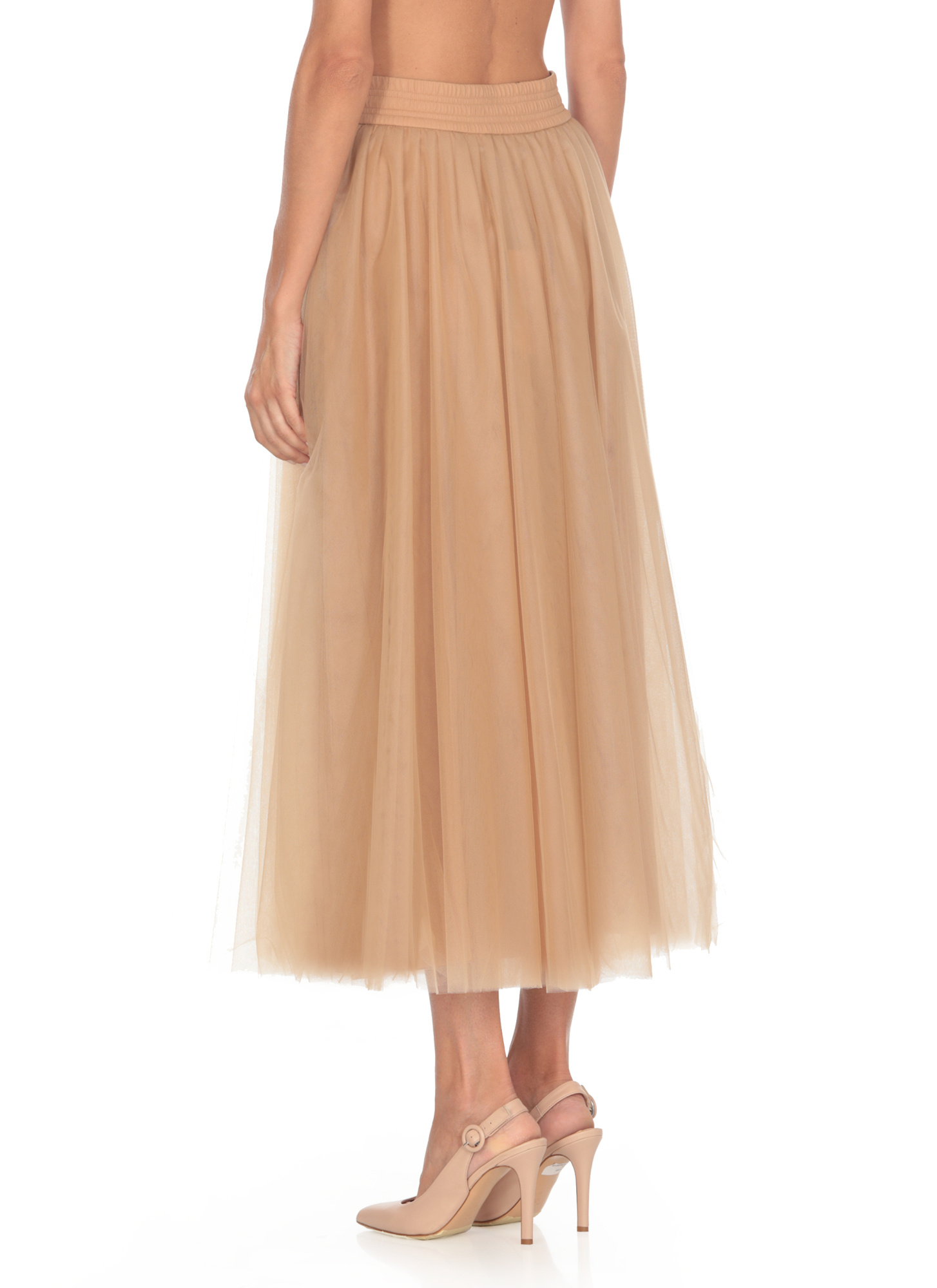 Fabiana Filippi Tulle Longuette Skirt With Flowing Layers In Neutral