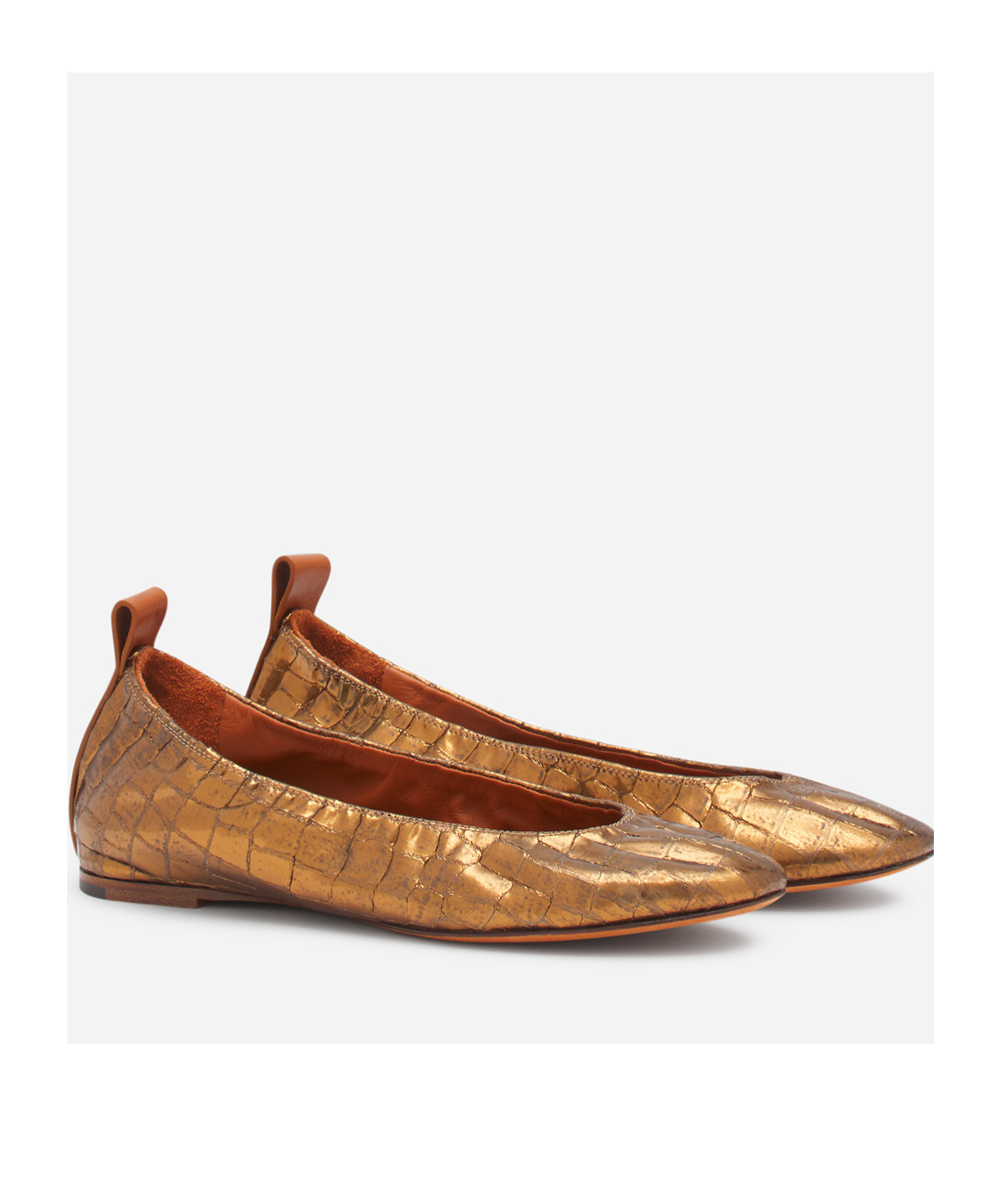 Lanvin The Ballerina In Crocodile-effect Leather For Women In Brown