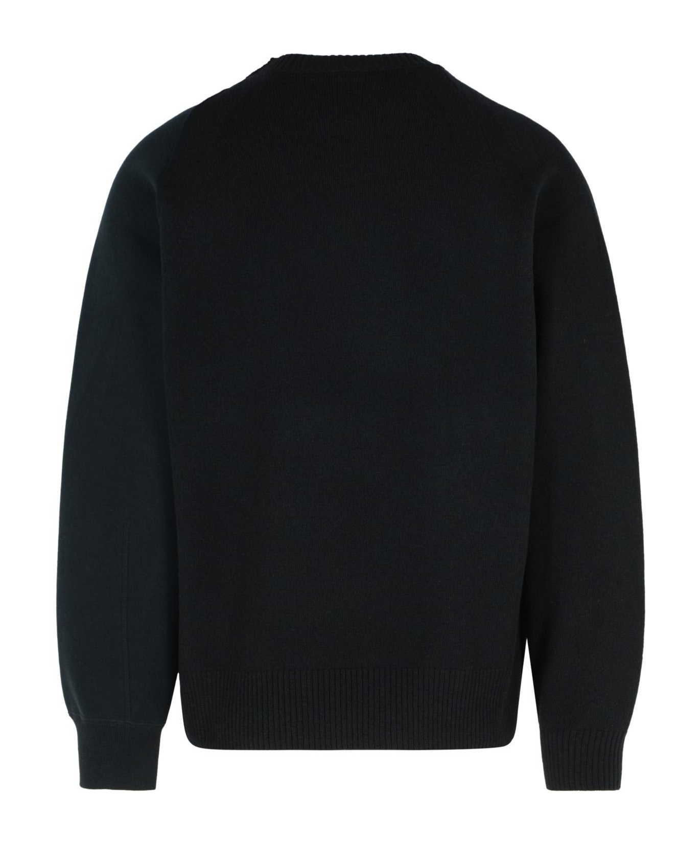 Sacai Wool Crew Neck Sweater In Blue
