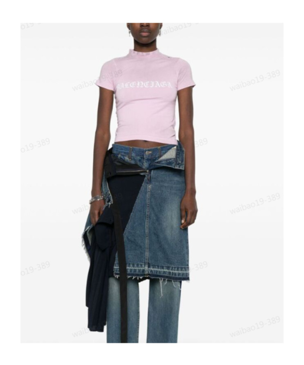 Balenciaga Logo-print Distressed T-shirt In Pink