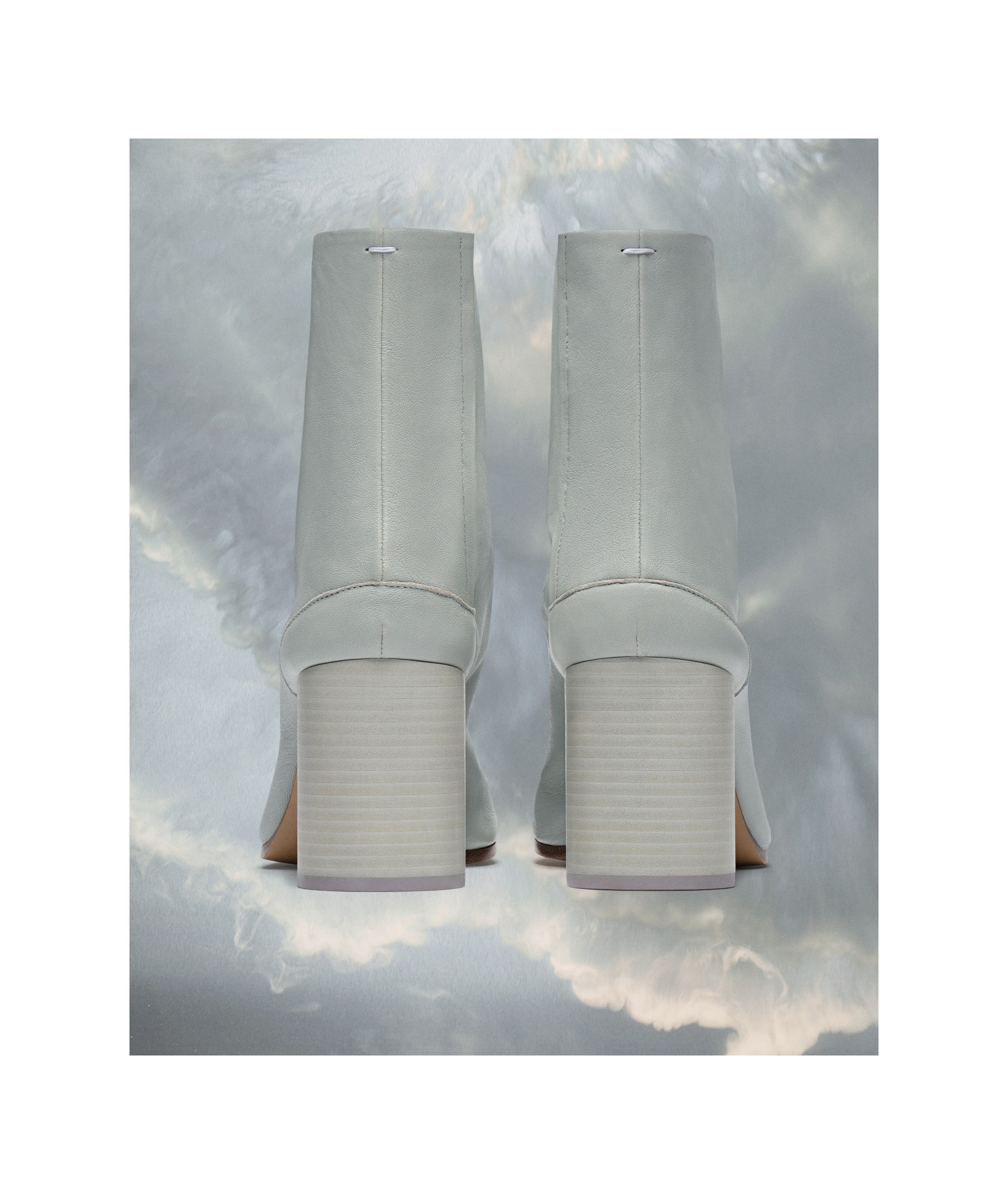 Maison Margiela Tabi 80mm Leather Ankle Boots In Gray