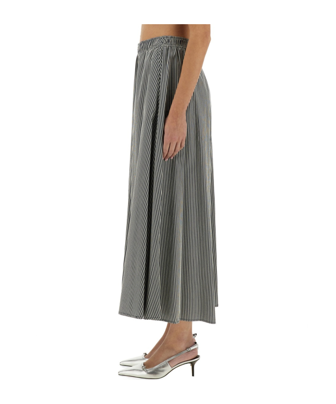 Alysi Flowing Striped Maxi Skirt In Gray