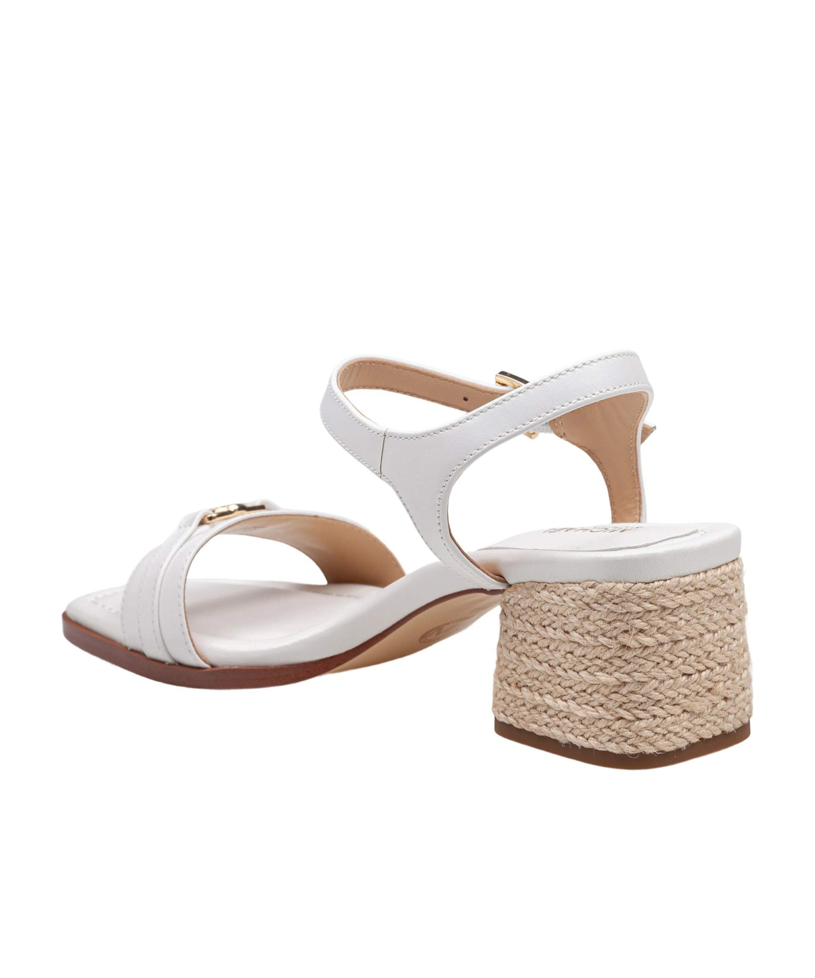 Michael Kors Mandy Sandal In White Leather With Ute Heel In White