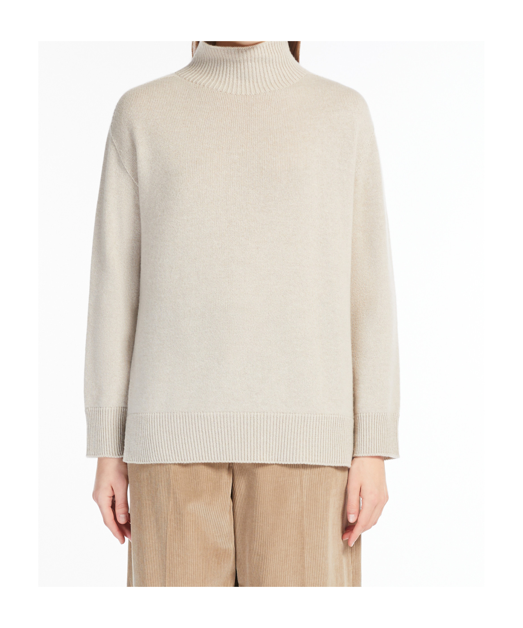 Max Mara High-necked Cashmere Sweater In White