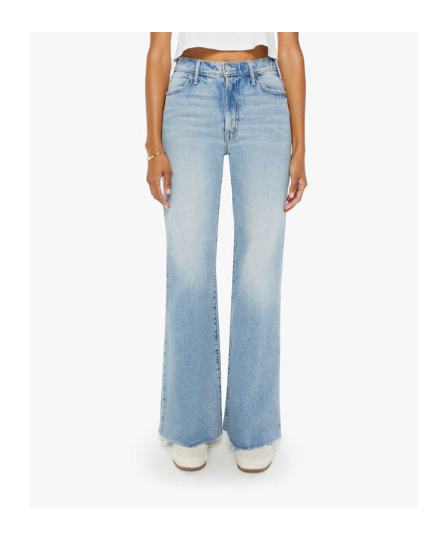 Mother The Hustler Roller Fray Mid-rise Wide-leg Jeans In Blue