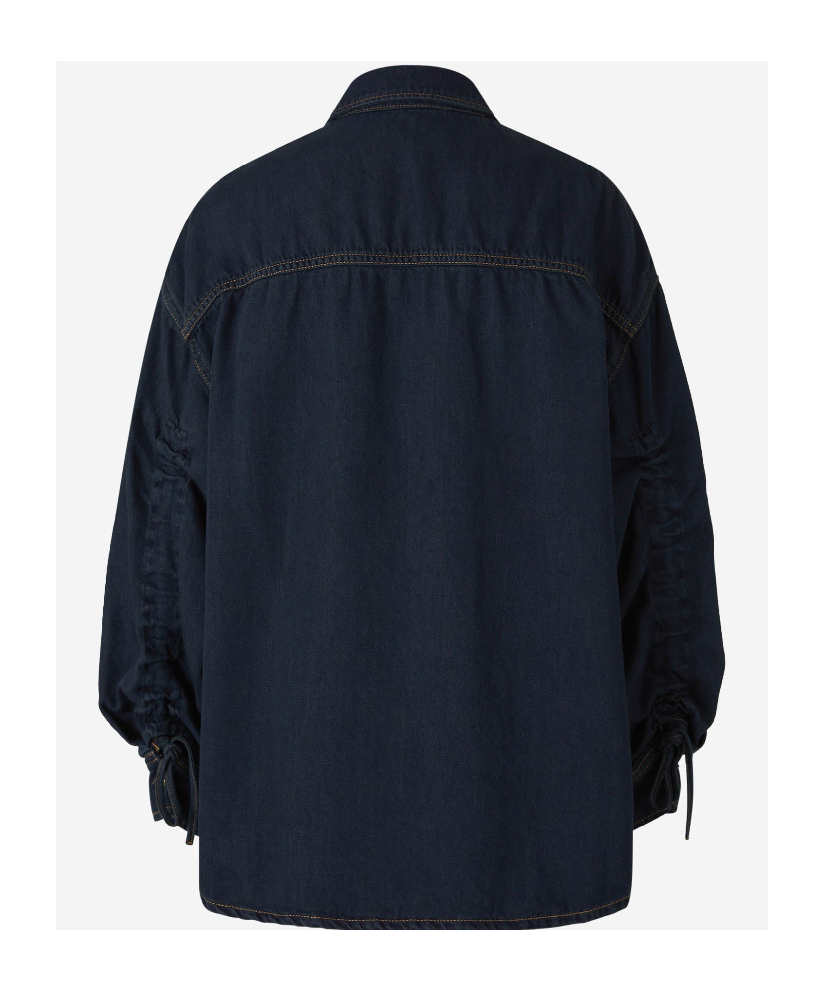 Darkpark Keanu Ruched Denim Shirt In Black