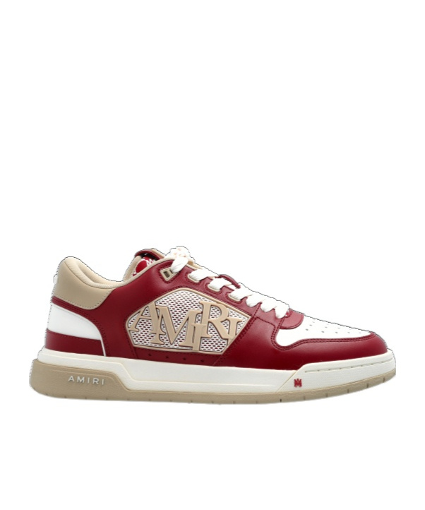 Amiri Bordeaux 'classic Low' Sneakers With Maxi Logo On The Side And Logo Patch On The Tongue In Leather M In White