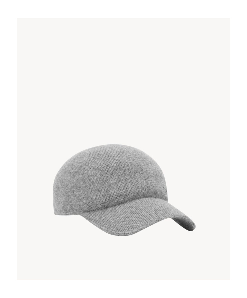 Saint Laurent Ribbed Knit Baseball Cap With Curved Brim In Gray