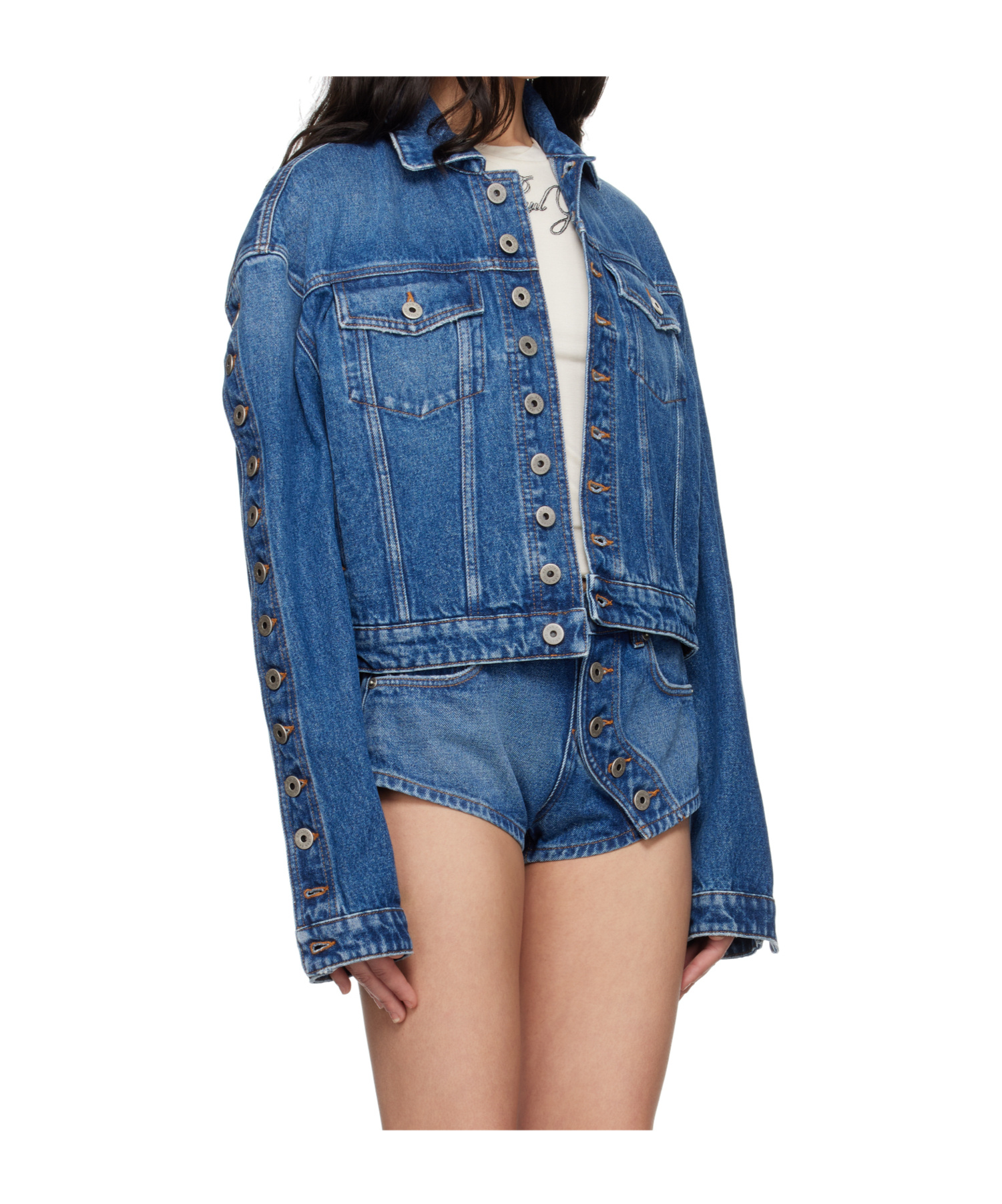 Jean Paul Gaultier Button Long Sleeve Denim Jacket In Blue