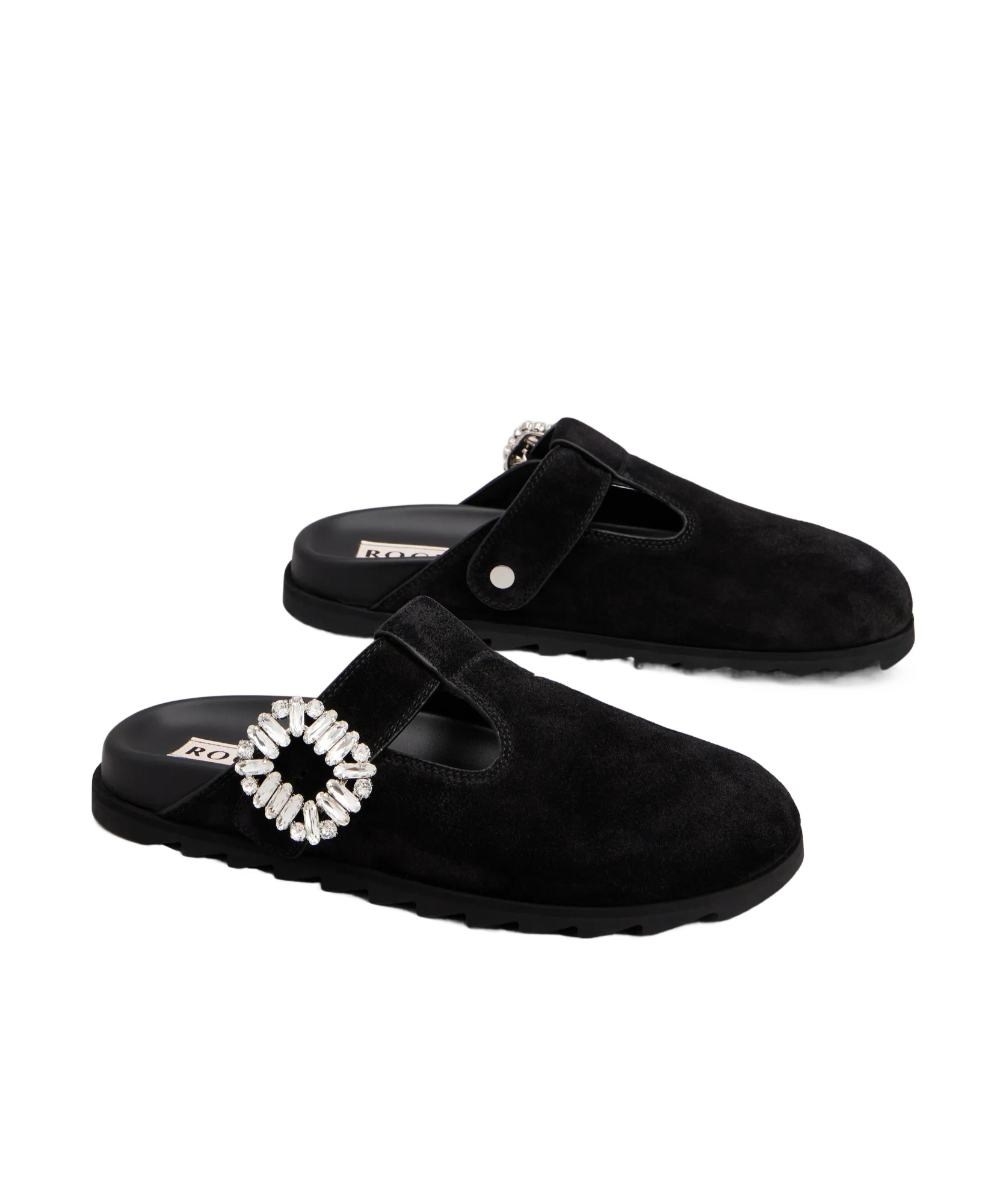 Roger Vivier Minimalist Black Flats With Rounded Toe And Low-profile Sole In Black