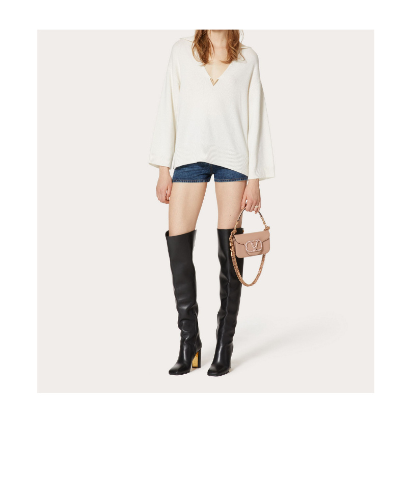 Valentino Loco Small Vlogo Lambskin Shoulder Bag In Nude