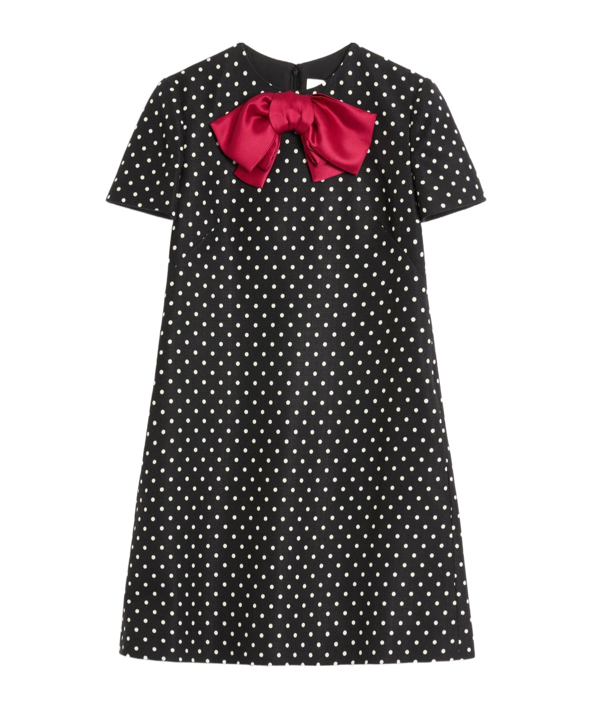 Valentino Mini Dress With Polka Dot Print And Bow Detail In Black