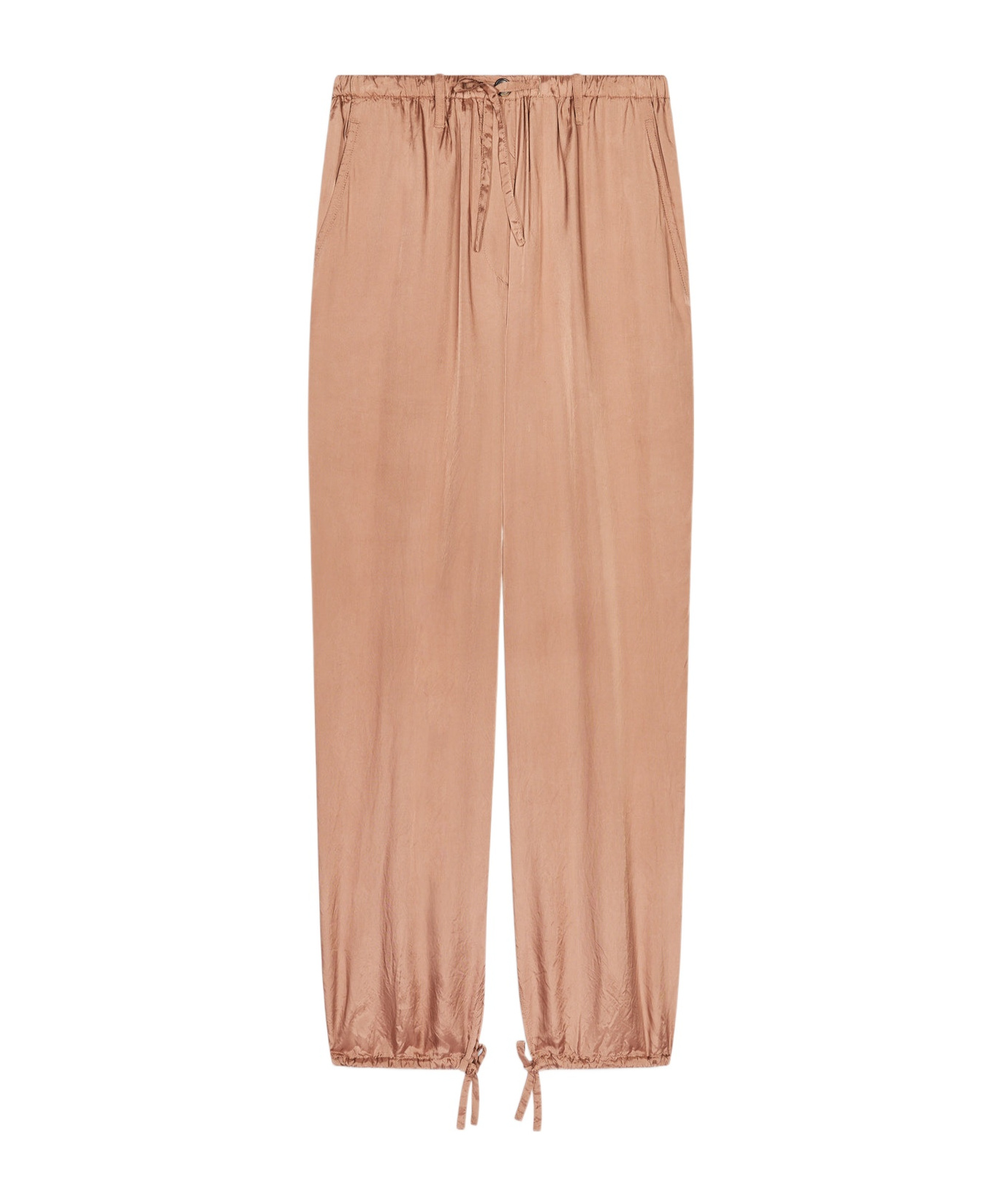 Dries Van Noten Straight Leg Trousers Elastic Waistband In Nude