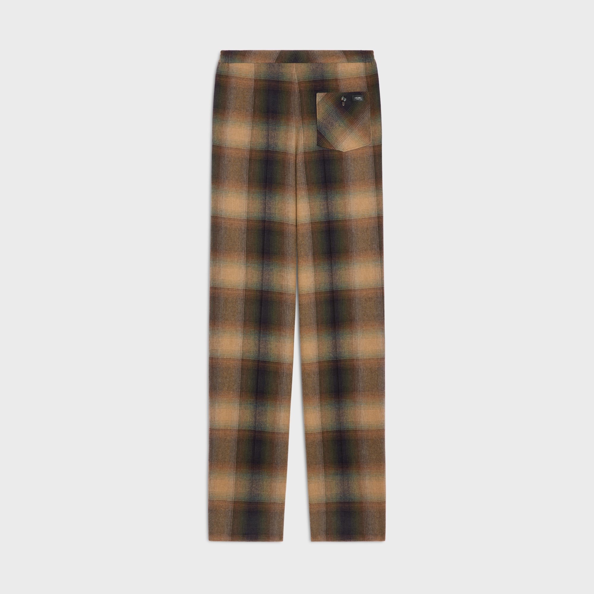 Celine Wide-leg Pleated Checked Wool-flannel Trousers In Animal Print