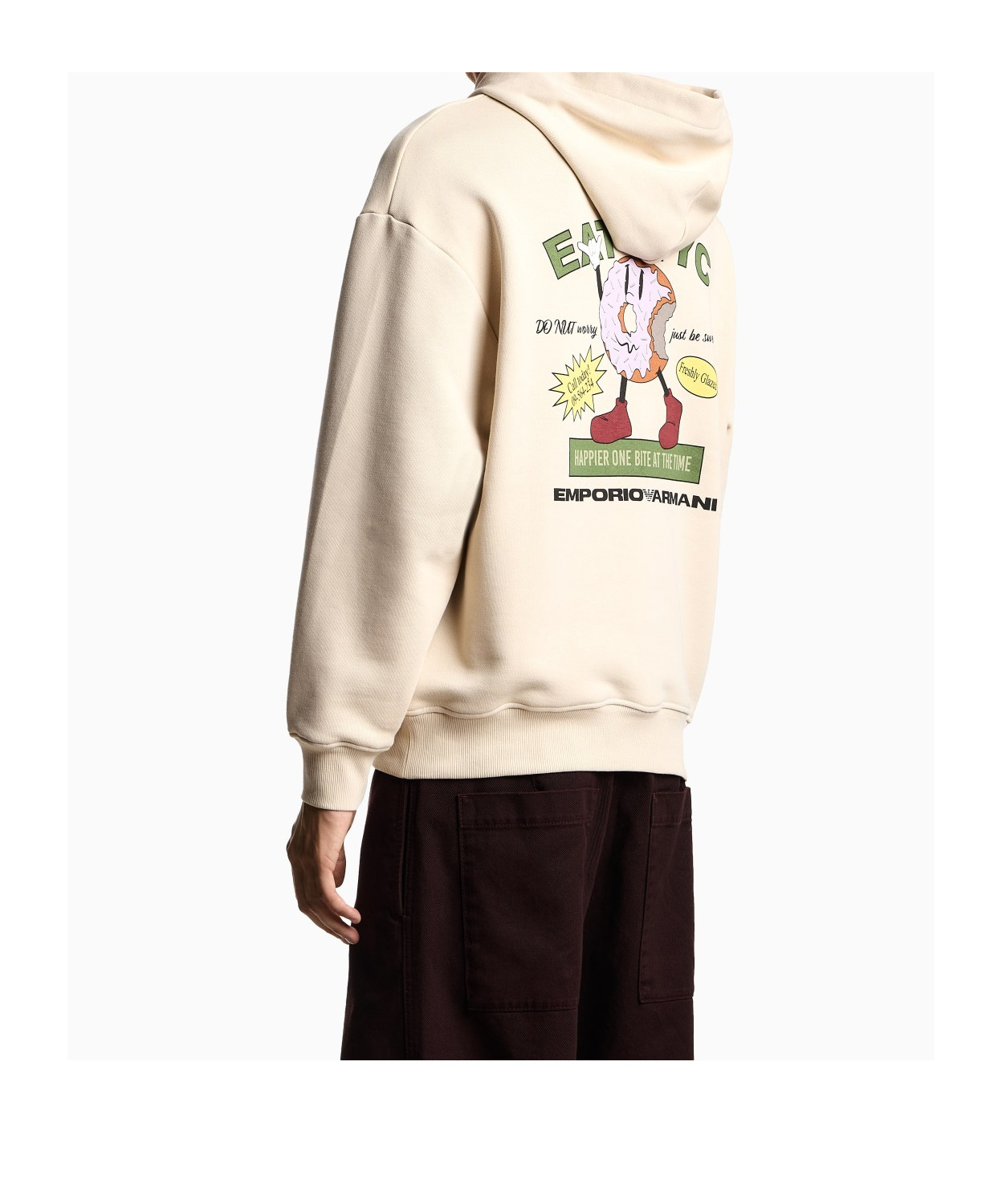 Emporio Armani Asv New York Capsule Collection Eat Nyc Print Jersey Hooded Sweatshirt In Burgundy