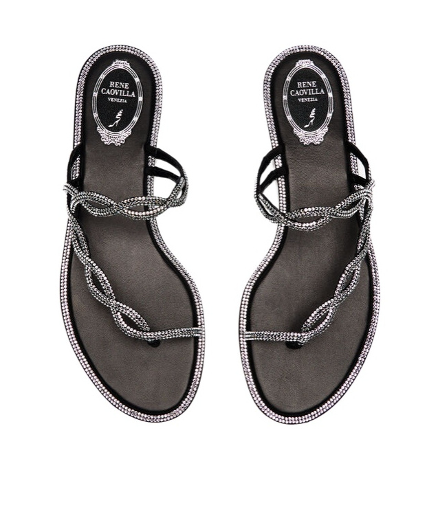 René Caovilla Rene Caovilla Black Flat Braid Sandal 10 In Black