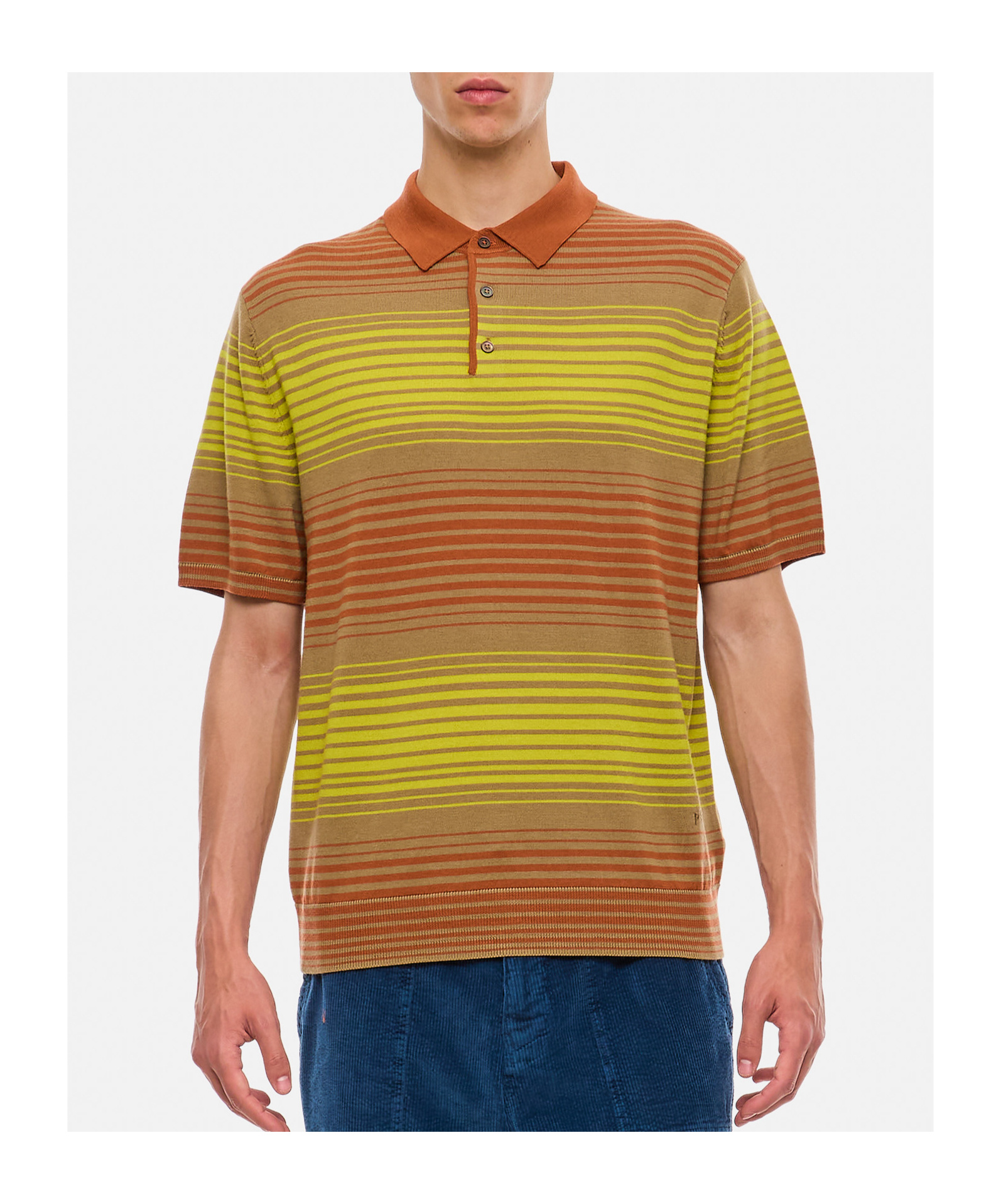 PAUL SMITH STRIPED MERINO WOOL POLO SHIRT