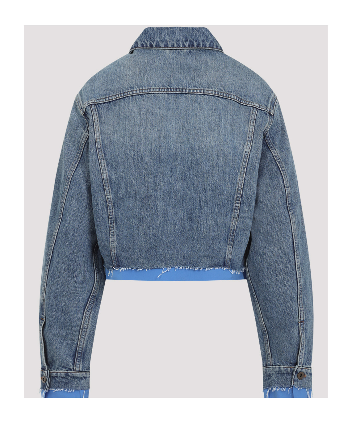 Miu Miu Denim Jacket With Frontal Logo In Blue