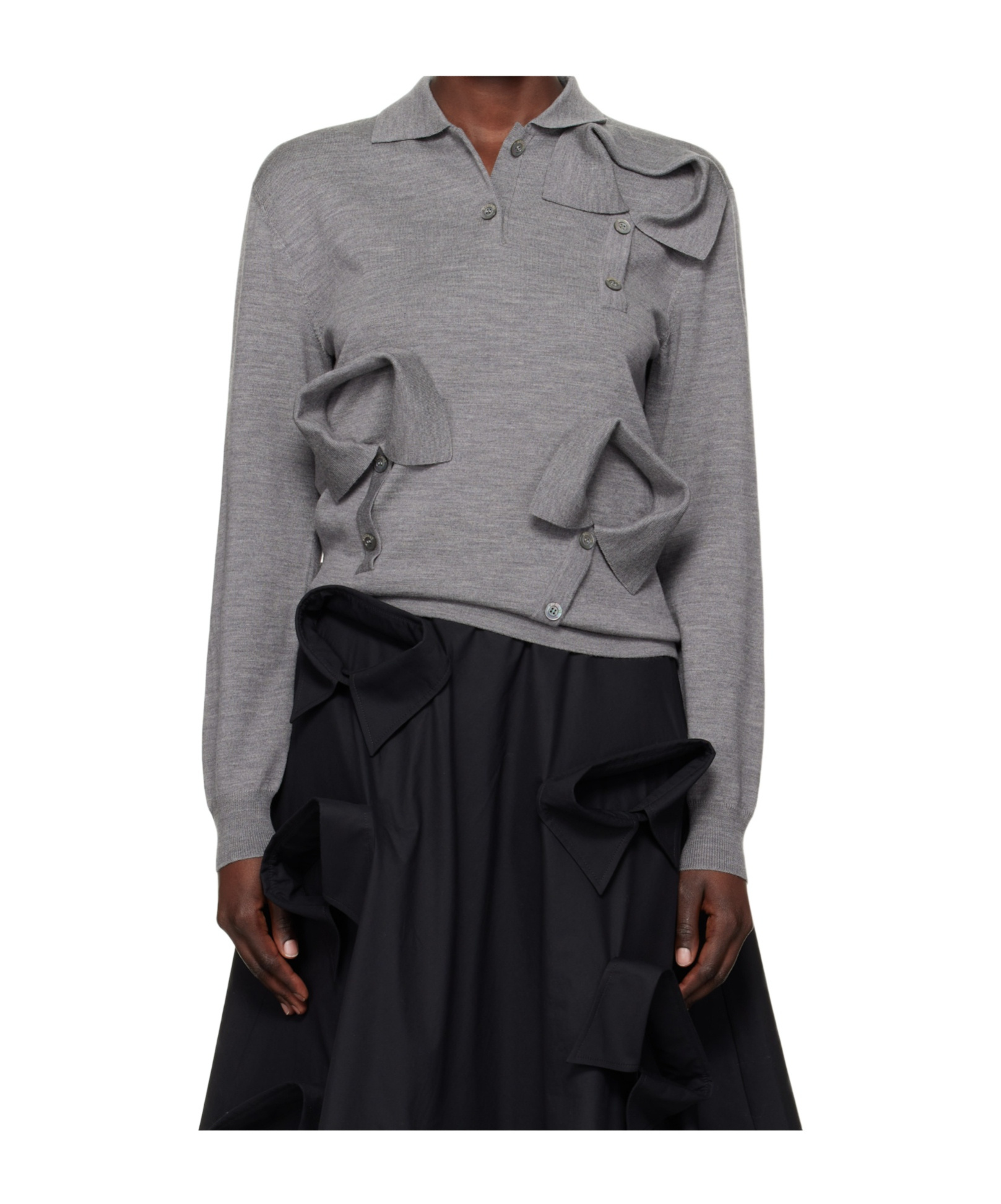 Moschino Gray Multi Collars Polo In Black