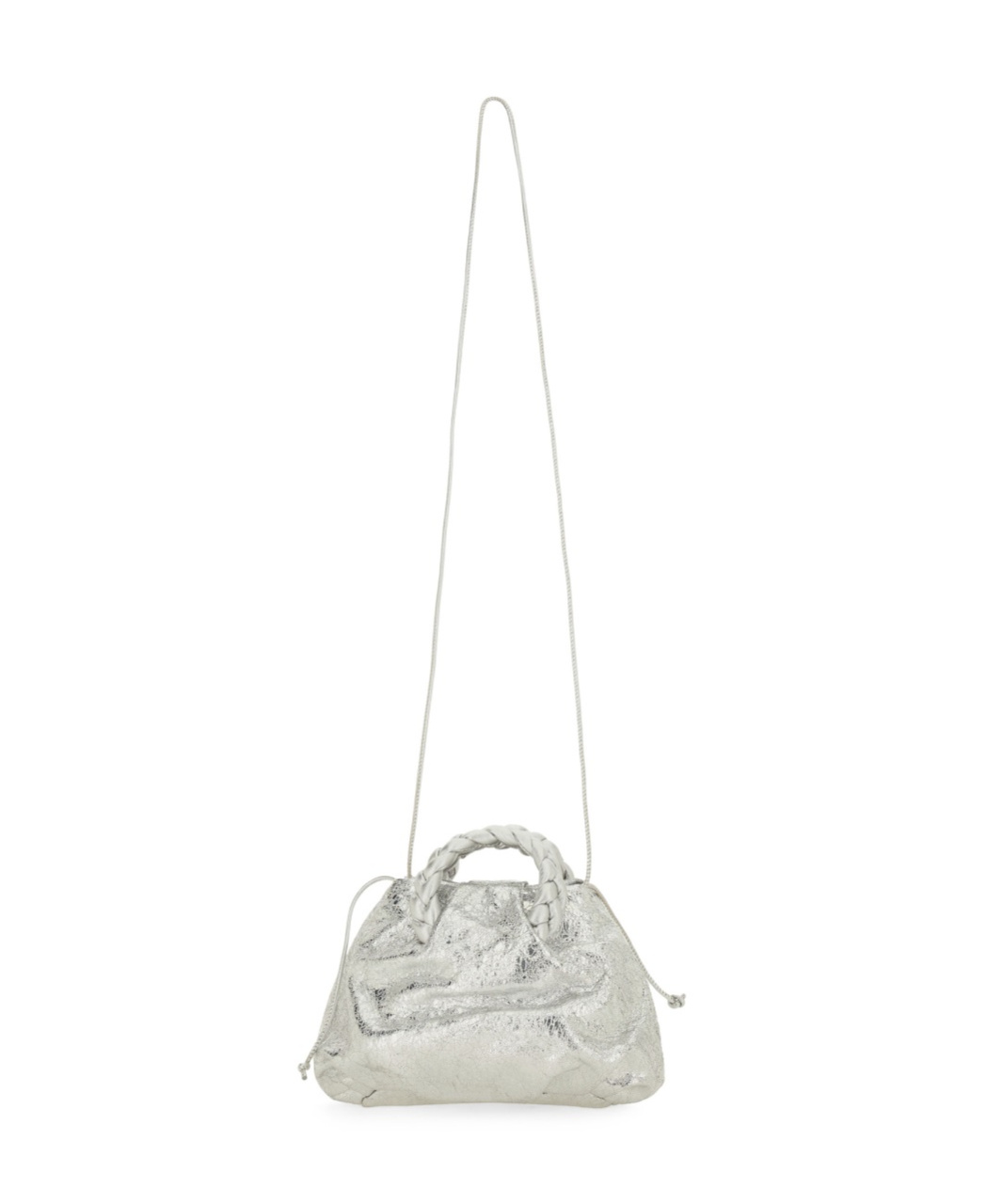 Hereu Metallic Cross-body Bag Braided Handle In White