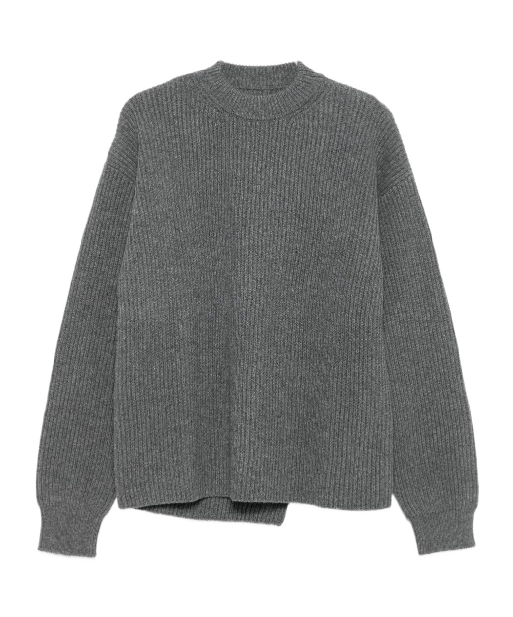 Jil Sander Wool Crewneck Jumper With Dropped Shoulders In Gray