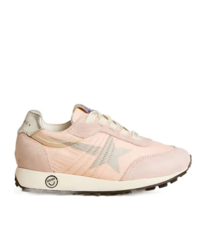 Golden Goose Marathon Junior In Pink Nylon With Printed Star And Leather Heel Tab In Pink