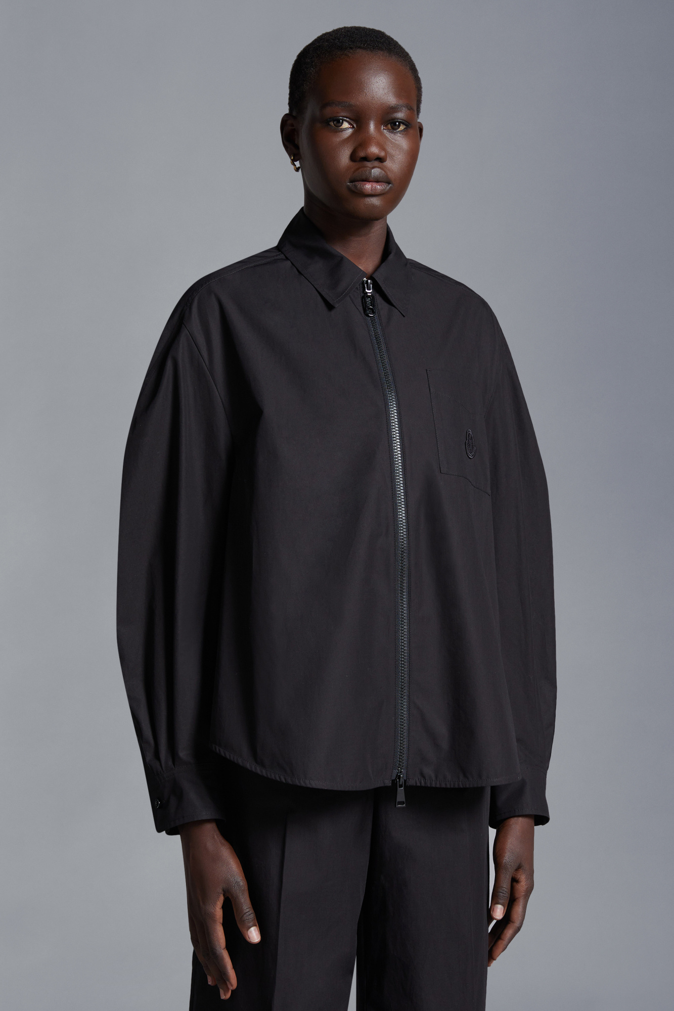 Moncler Logo-patch Cotton Jacket In Black