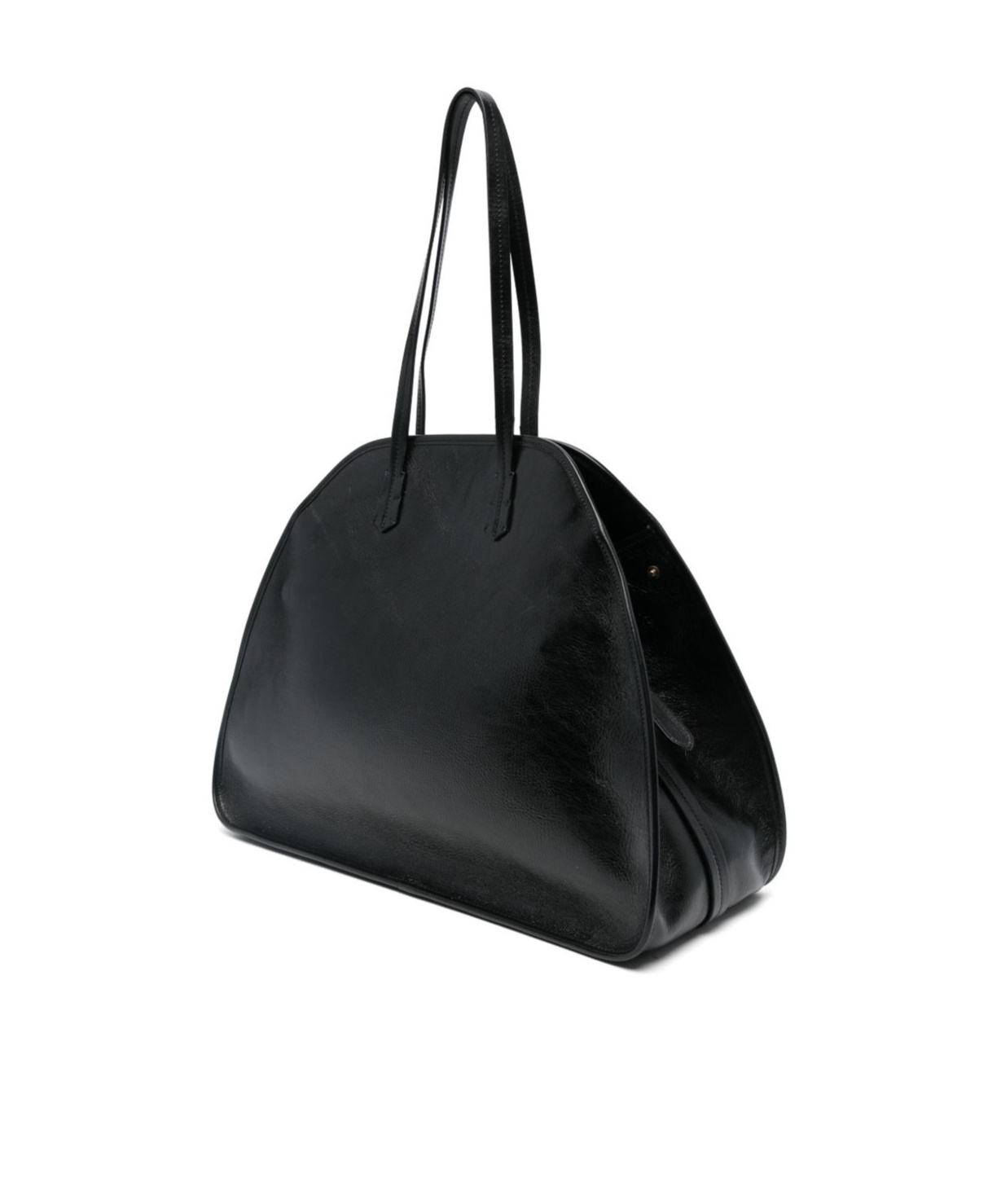 Vivienne Westwood Buckle Leather Shoulder Bag With Curved Silhouette In Black