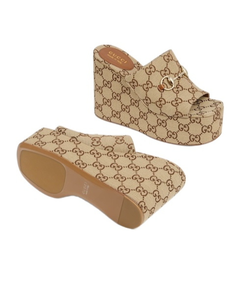 Shop Gucci Women's Wedge Sandal With Horsebit In Nude