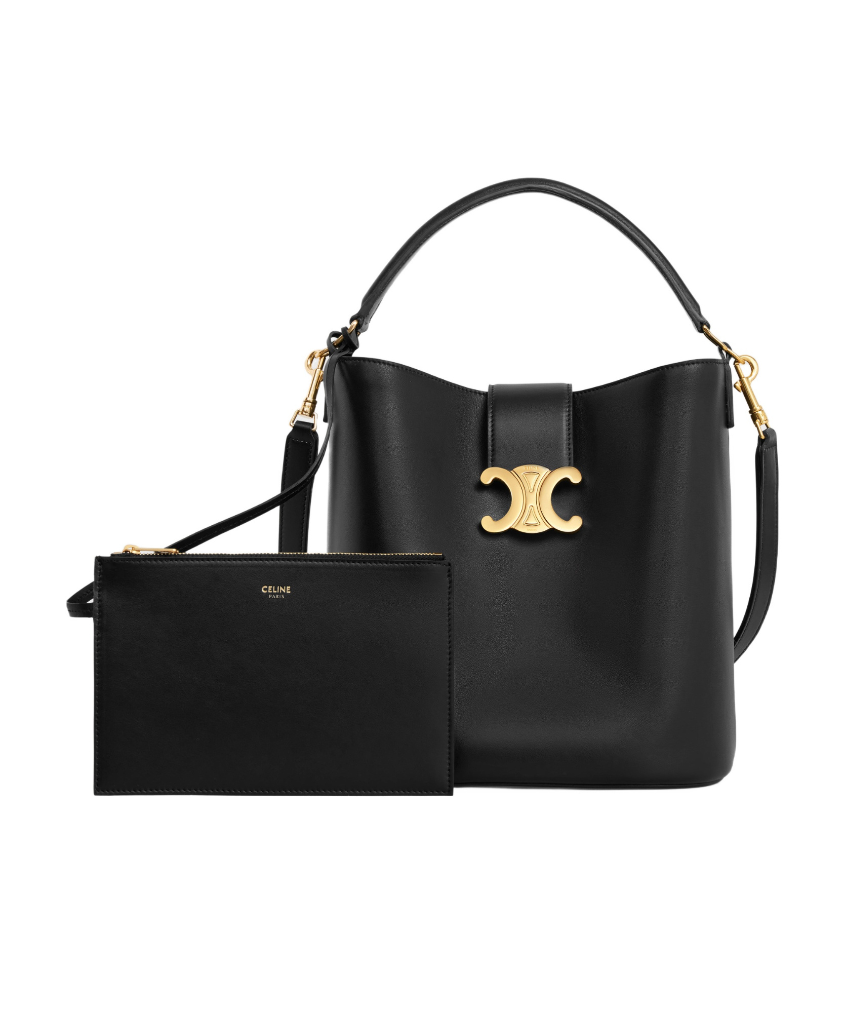 Celine Adjustable Shoulder Strap Shoulder Bag In Black