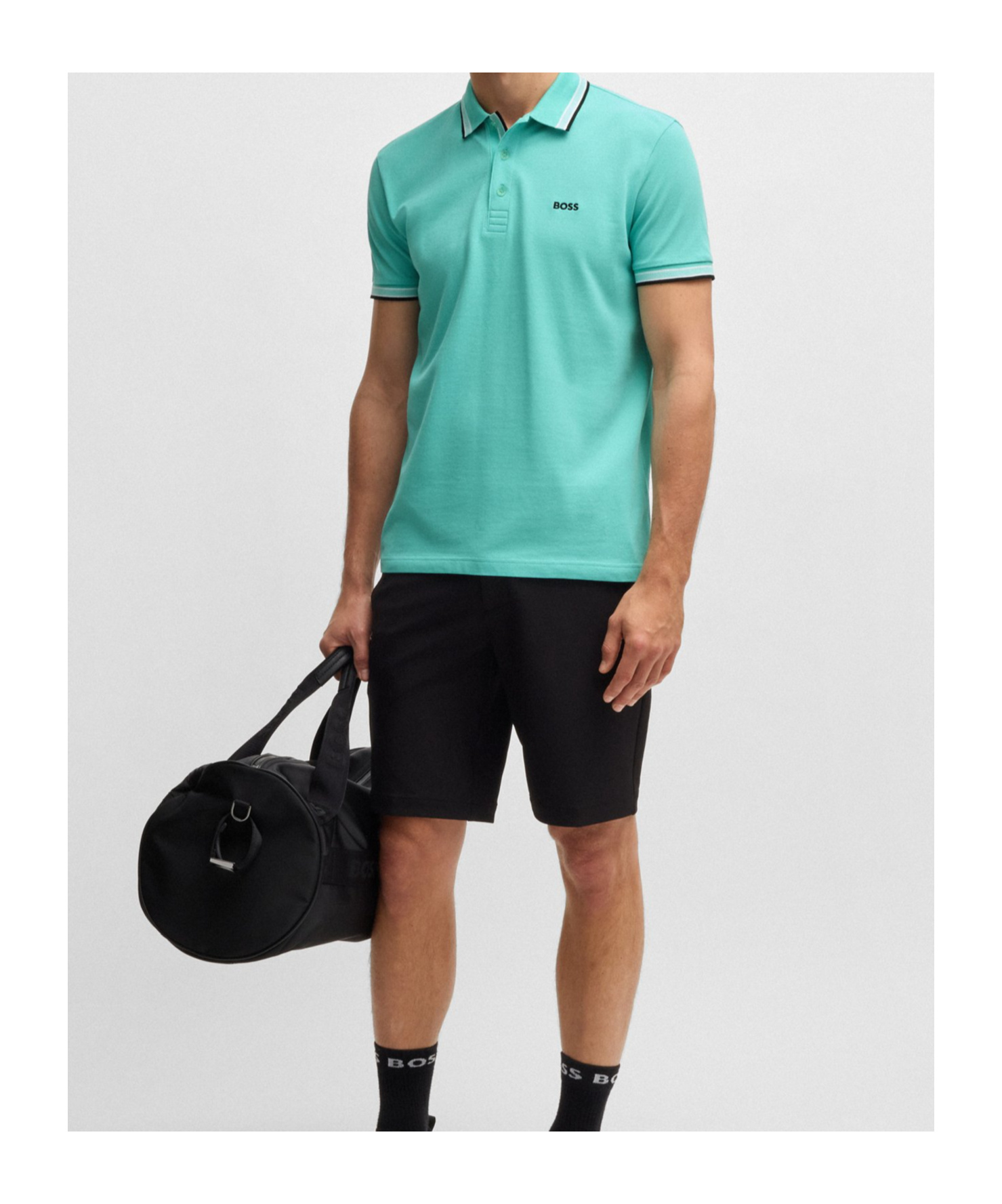 Hugo Boss Paddy Mens Cotton-pique Polo Shirt With Contrast Logo In Blue