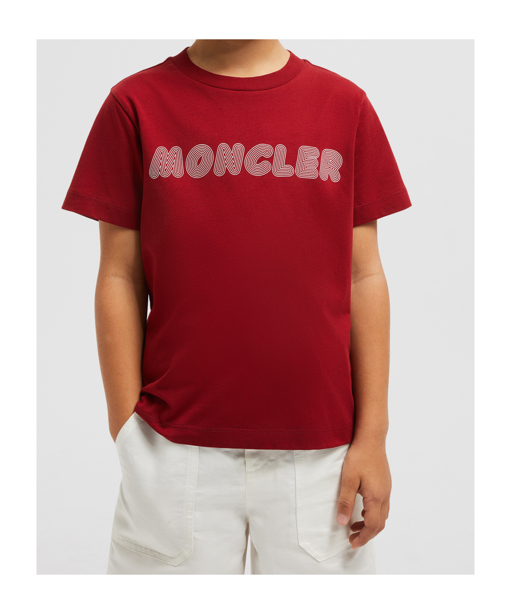 Moncler Open-necked Black Shirt In Red