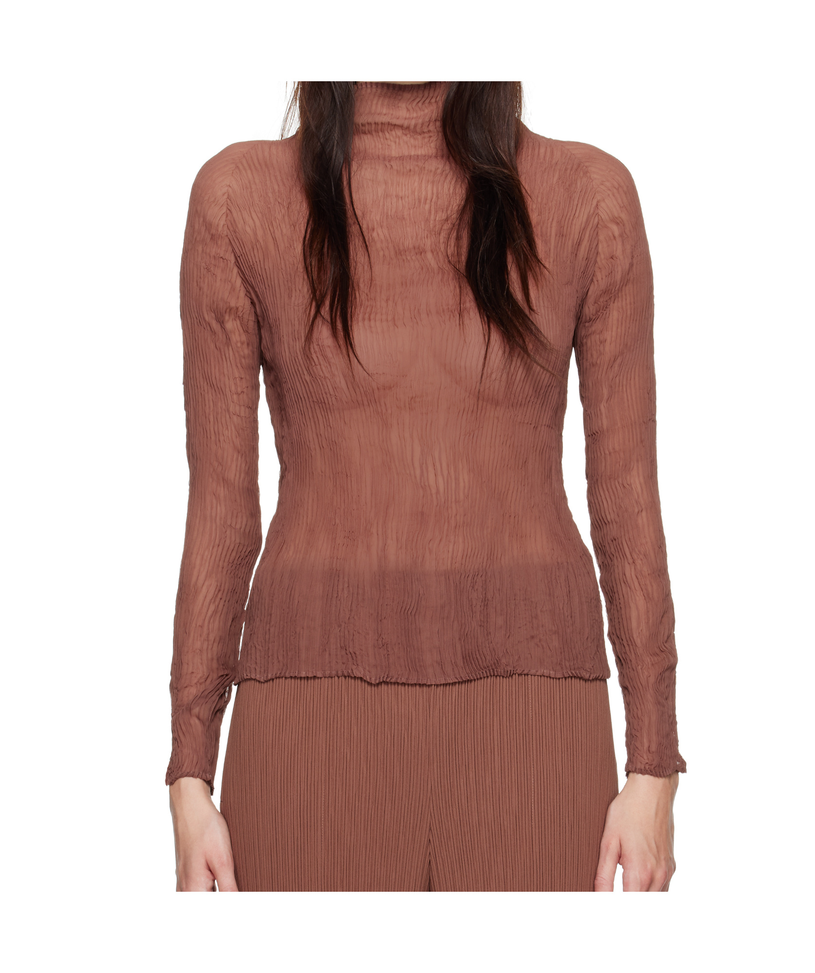 Shop Issey Miyake Long-sleeved Sweater In Brown