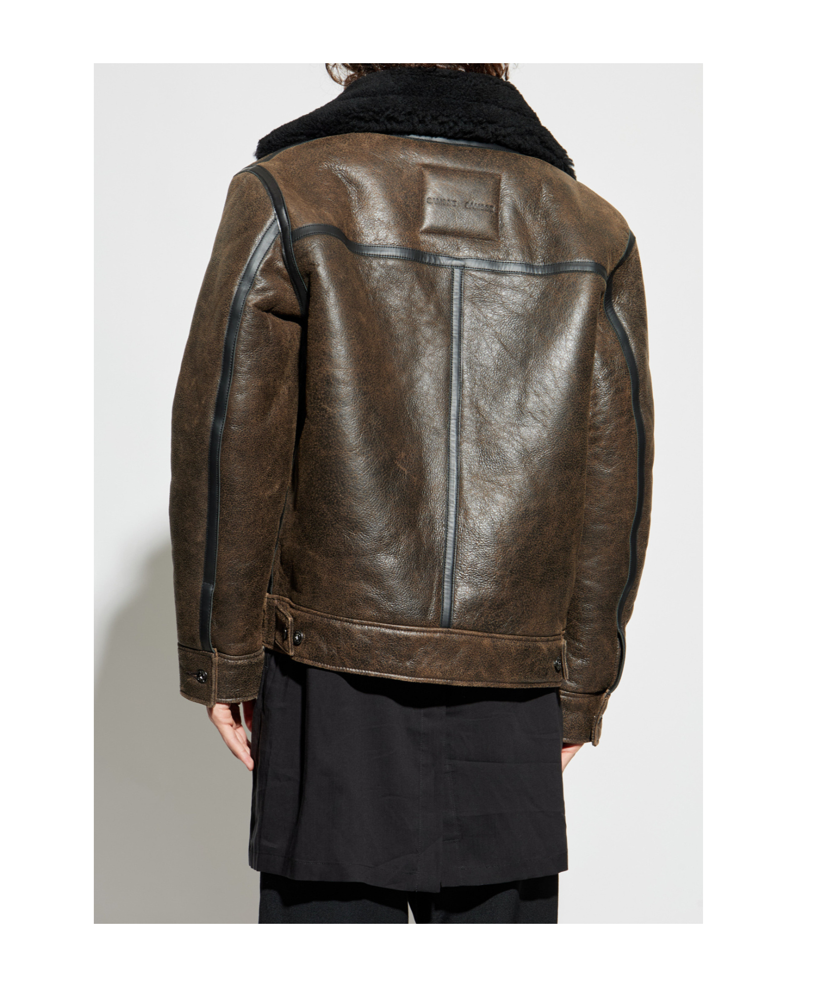 Samsoe & Samsoe Zippered Long-sleeved Leather Jacket In Green