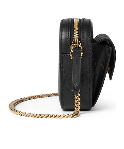 Gucci Gg Black Leather Mini Shorts In Black