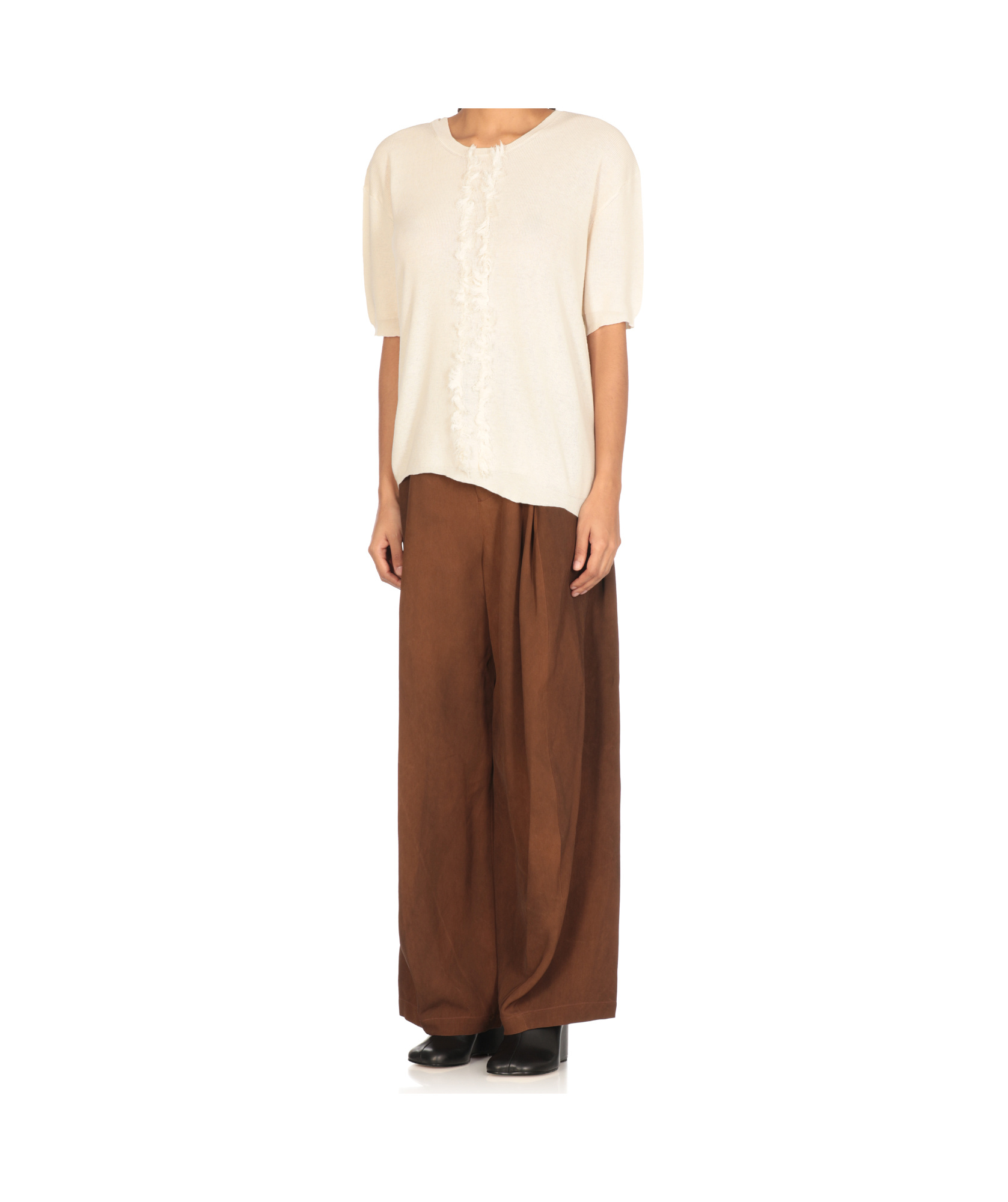 Uma Wang Sweater With Fringes In Offwhite