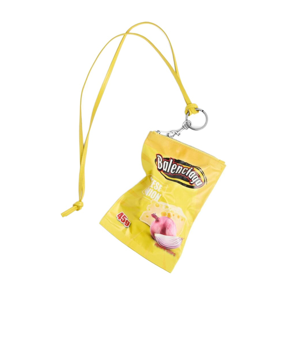 Balenciaga Chips Phone Holder Pouch In Yellow