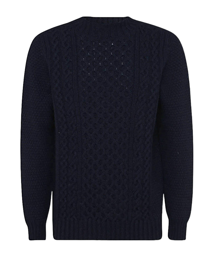 Drumohr Cable-knit Crew-neck Jumper In Black
