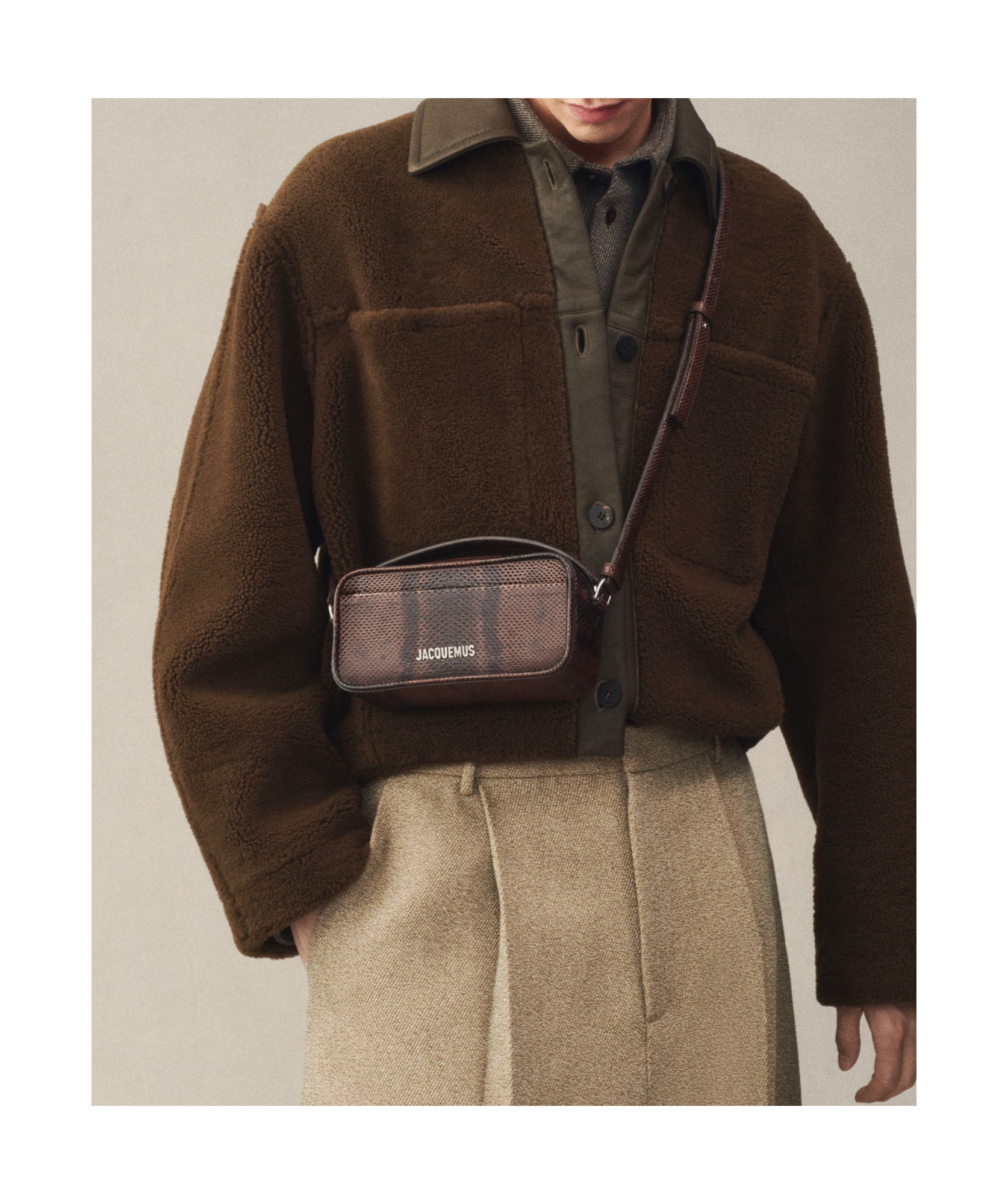 Jacquemus The Baneto Snakeskin-embossed Shoulder Bag In Brown