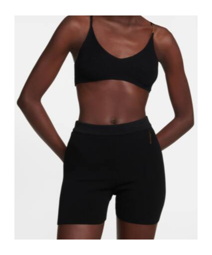 Jacquemus Le Short Pralu Ribbed-knit Shorts In Black