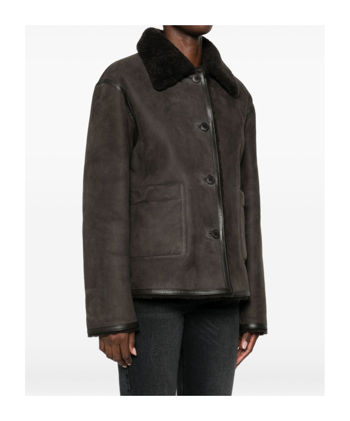 Closed Single-breasted Long Sleeve Casual Jacket In Brown