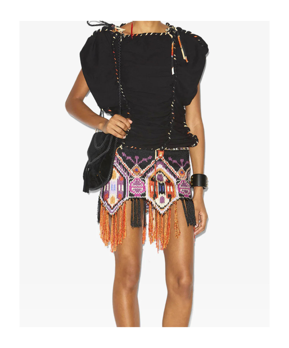 Isabel Marant Zohra Woven Jersey Top In Black