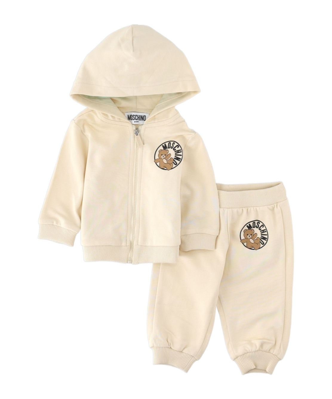 Moschino Kids Teddy Logo Hooded Tracksuit In Neutral