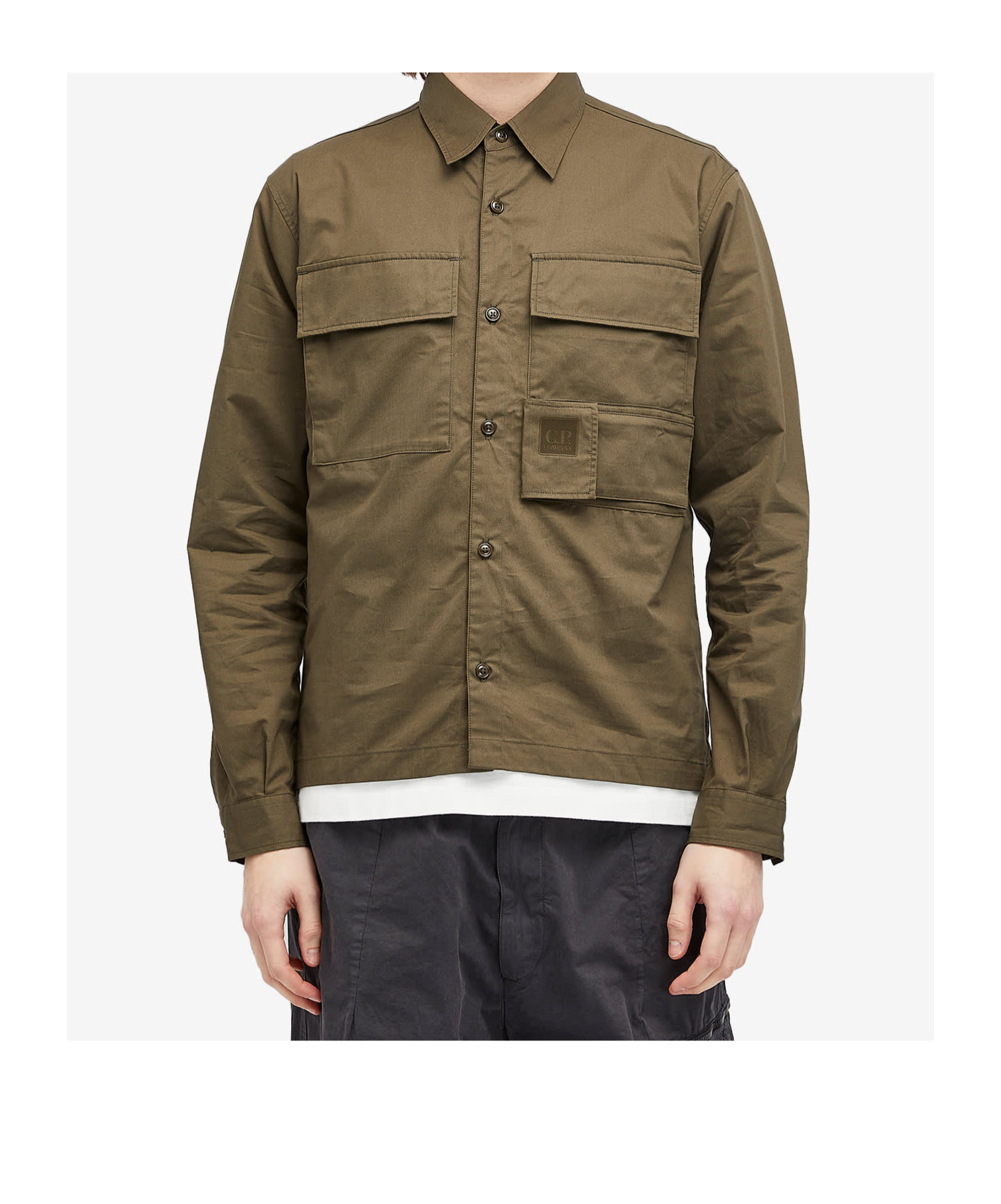 C.p. Company Long-sleeved Lapel Shirt In Green