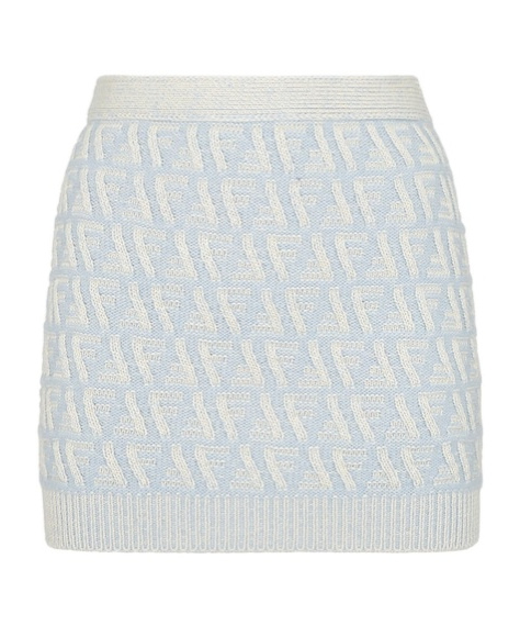 Fendi Wool And Cashmere Mini Skirt Skirts Light Blue In White