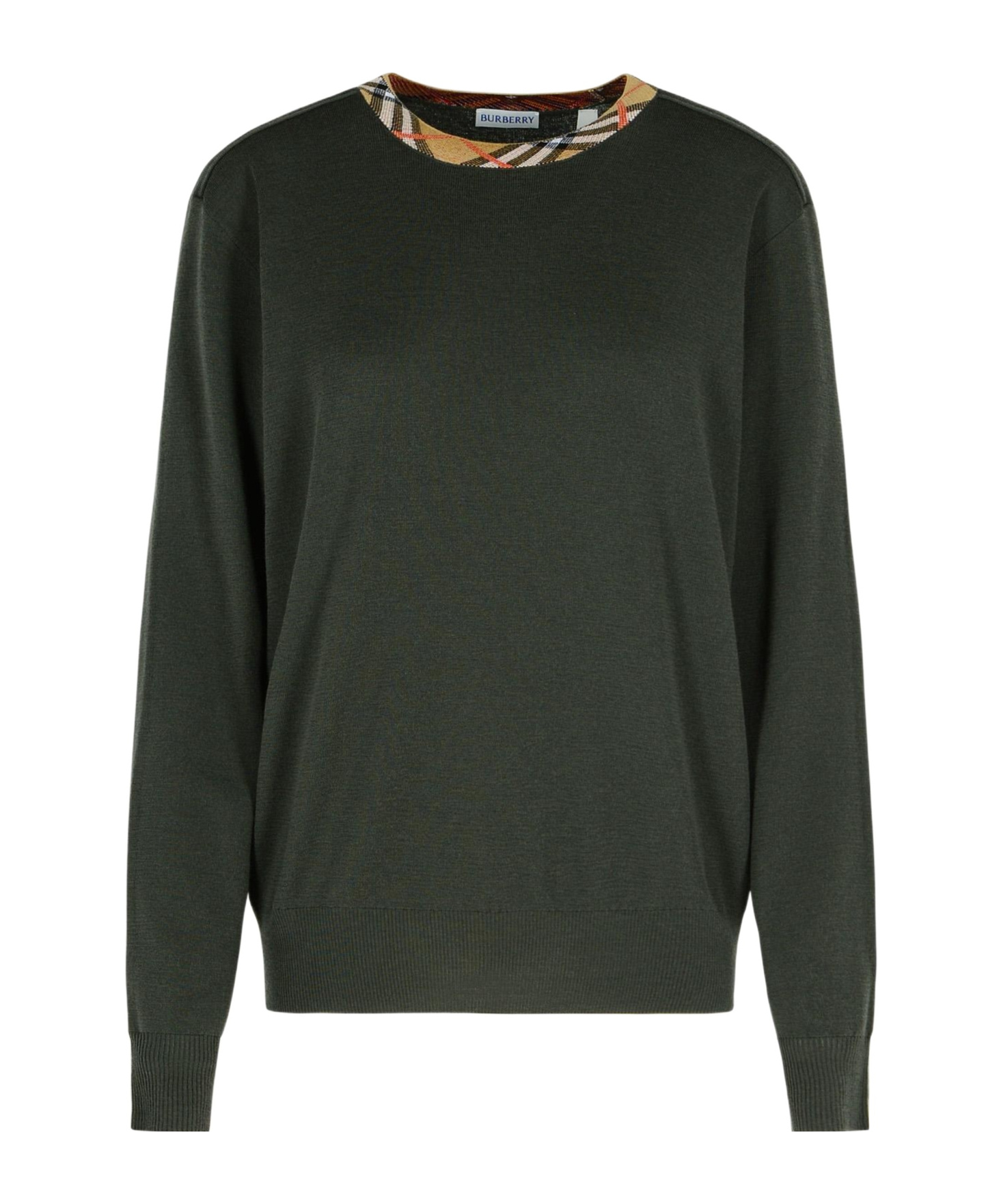 BURBERRY CHECK-COLLAR SWEATER