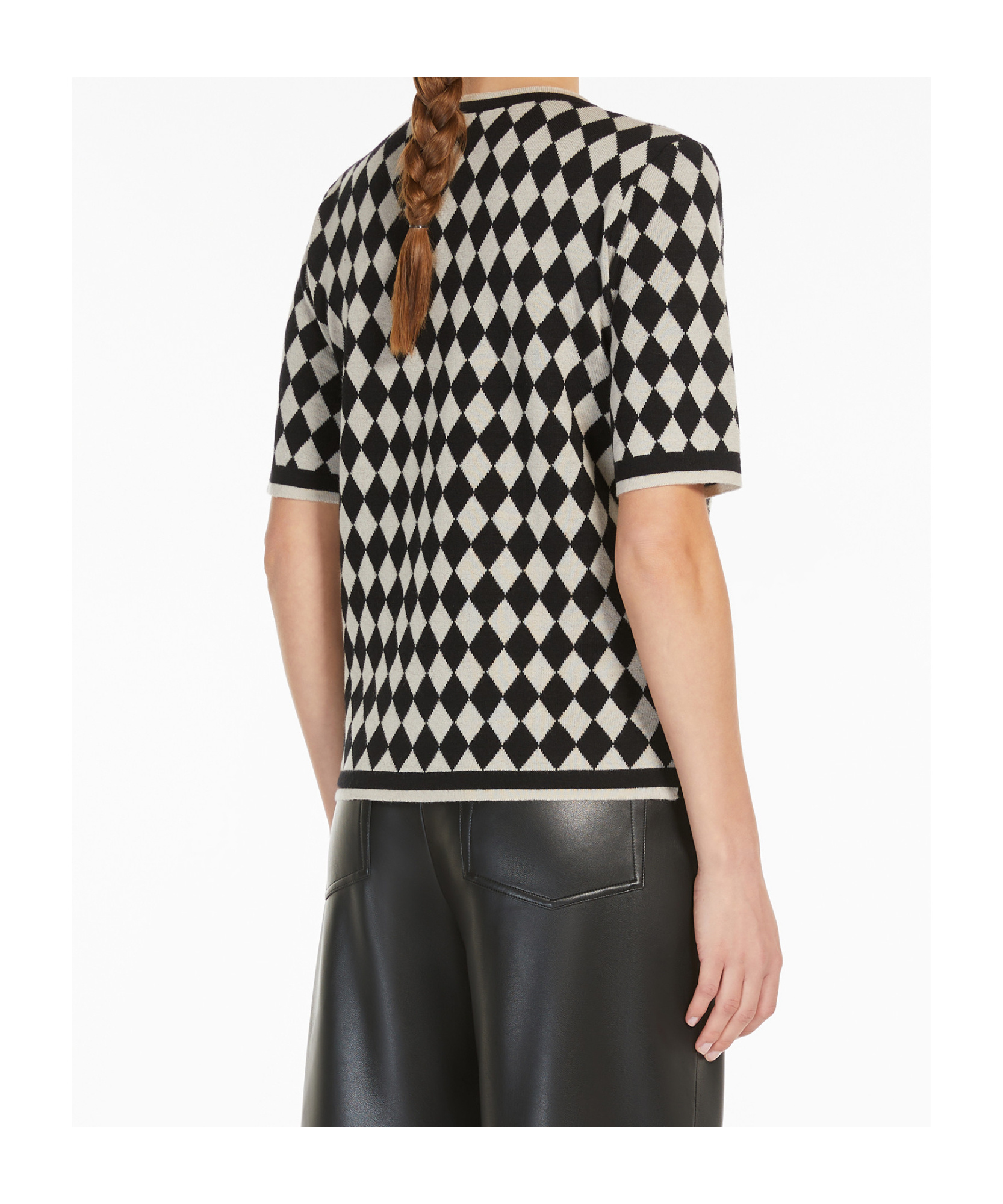 Max Mara Jacquard Wool T-shirt In Black