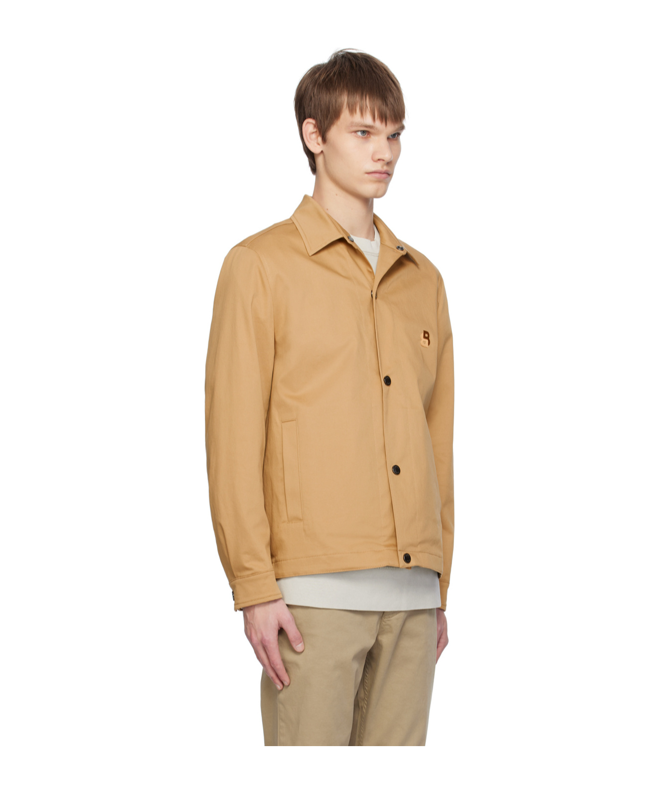 Hugo Boss Relaxed-fit Snap Casual Jacket In Brown
