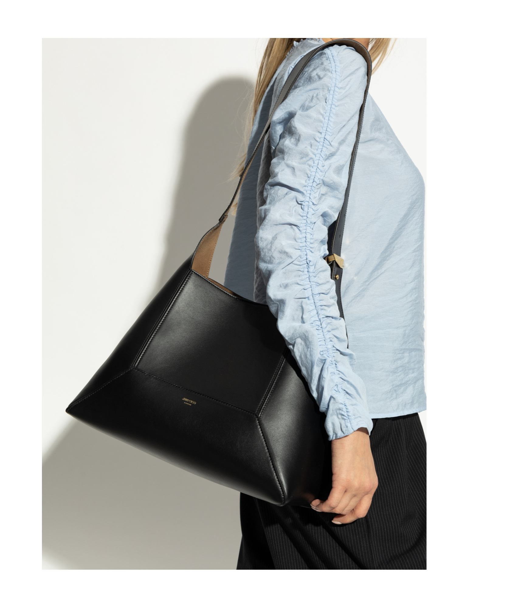 Jimmy Choo Diamond Structured Shoulder Bag With Metal Hardware In Black